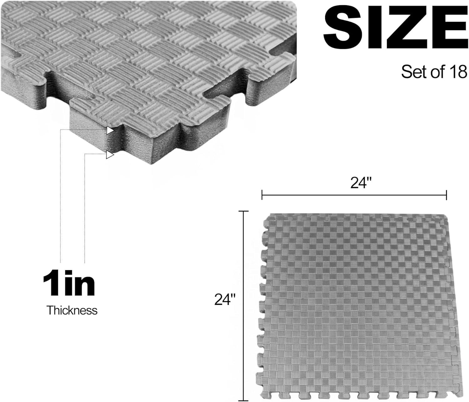 imagePuzzle Exercise Gym Flooring Mat Thick EVA Interlocking Foam Tiles Workout Mat for Home Gym Fitness Equipment MMA Gymnastics Multiple Sizes and ColorsGrey