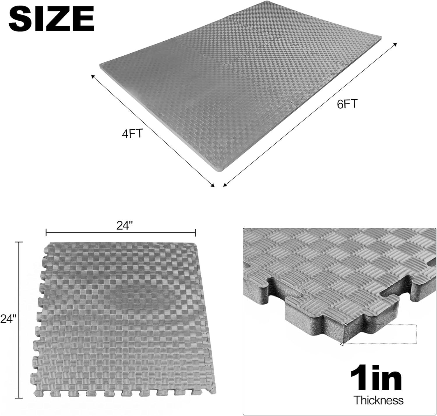 imagePuzzle Exercise Gym Flooring Mat Thick EVA Interlocking Foam Tiles Workout Mat for Home Gym Fitness Equipment MMA Gymnastics Multiple Sizes and ColorsGrey
