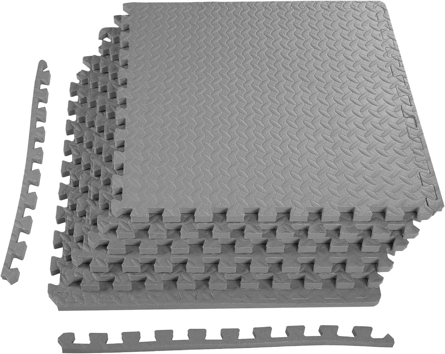 imagePuzzle Exercise Gym Flooring Mat Thick EVA Interlocking Foam Tiles Workout Mat for Home Gym Fitness Equipment MMA Gymnastics Multiple Sizes and ColorsGrey