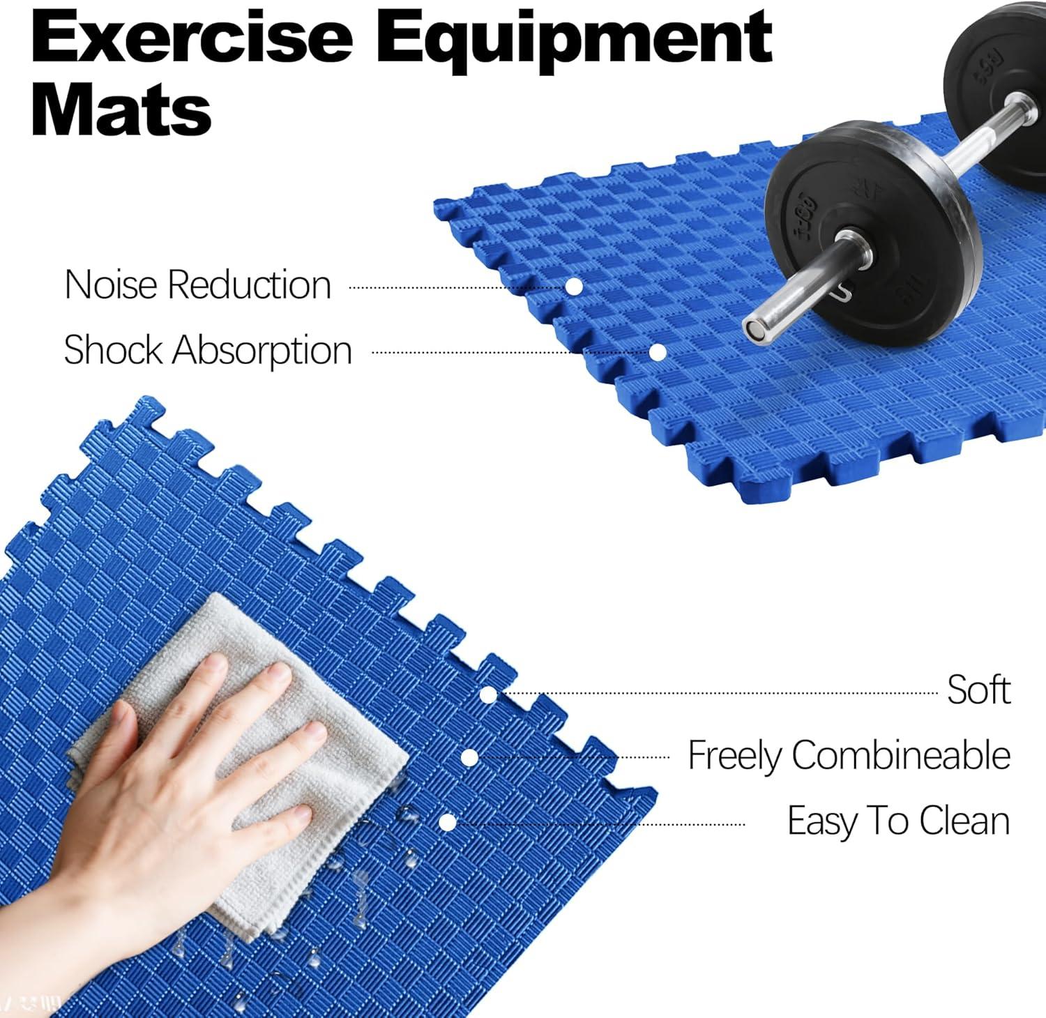 imagePuzzle Exercise Gym Flooring Mat Thick EVA Interlocking Foam Tiles Workout Mat for Home Gym Fitness Equipment MMA Gymnastics Multiple Sizes and ColorsBlue