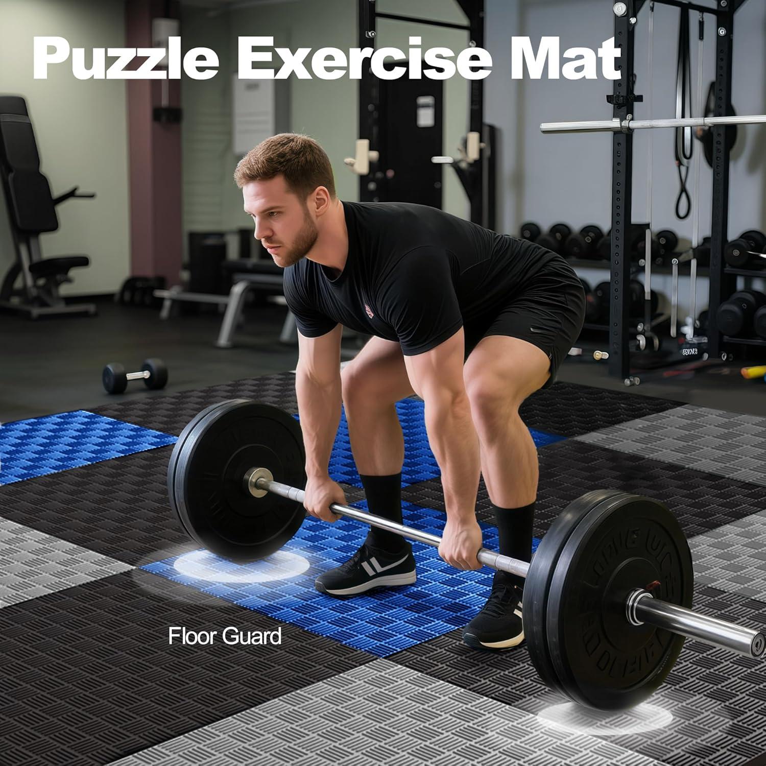 imagePuzzle Exercise Gym Flooring Mat Thick EVA Interlocking Foam Tiles Workout Mat for Home Gym Fitness Equipment MMA Gymnastics Multiple Sizes and ColorsBlack