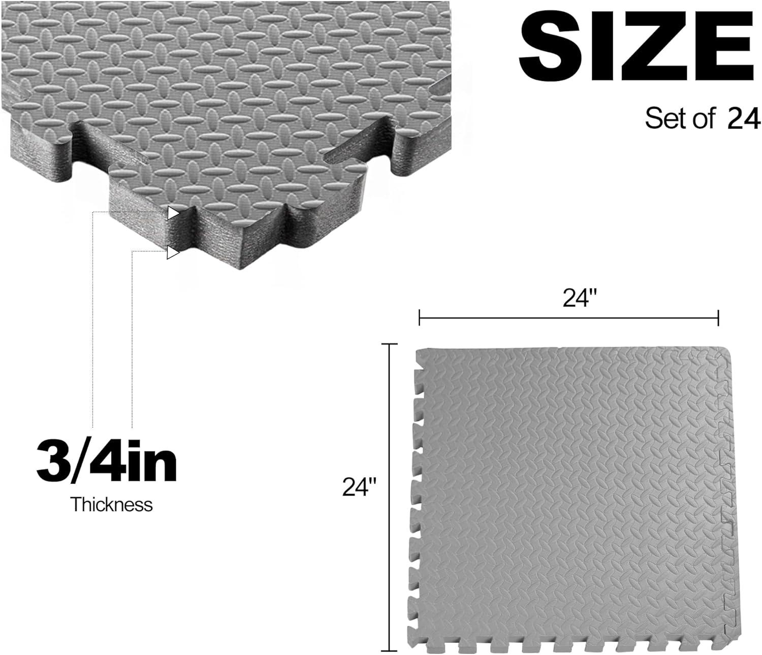 imagePuzzle Exercise Gym Flooring Mat Thick EVA Interlocking Foam Tiles Workout Mat for Home Gym Fitness Equipment MMA Gymnastics Multiple Sizes and ColorsGrey