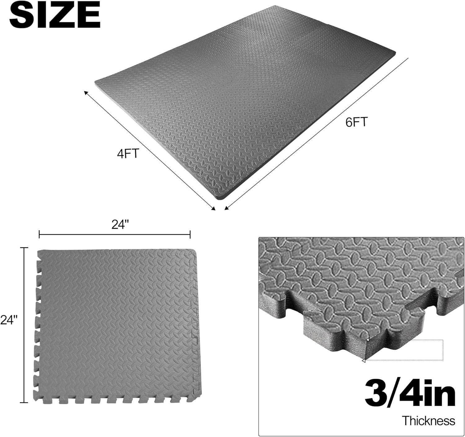 imagePuzzle Exercise Gym Flooring Mat Thick EVA Interlocking Foam Tiles Workout Mat for Home Gym Fitness Equipment MMA Gymnastics Multiple Sizes and ColorsGrey