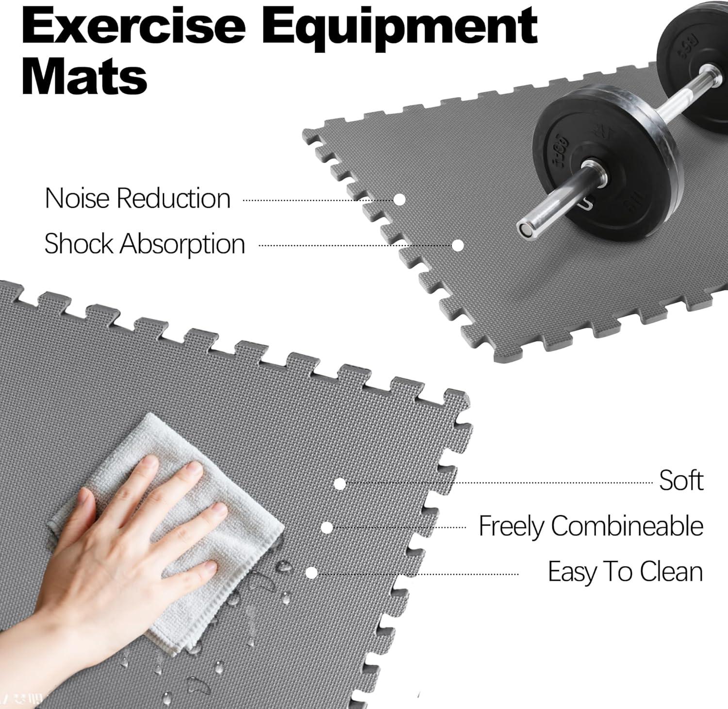 imagePuzzle Exercise Gym Flooring Mat Thick EVA Interlocking Foam Tiles Workout Mat for Home Gym Fitness Equipment MMA Gymnastics Multiple Sizes and ColorsGrey