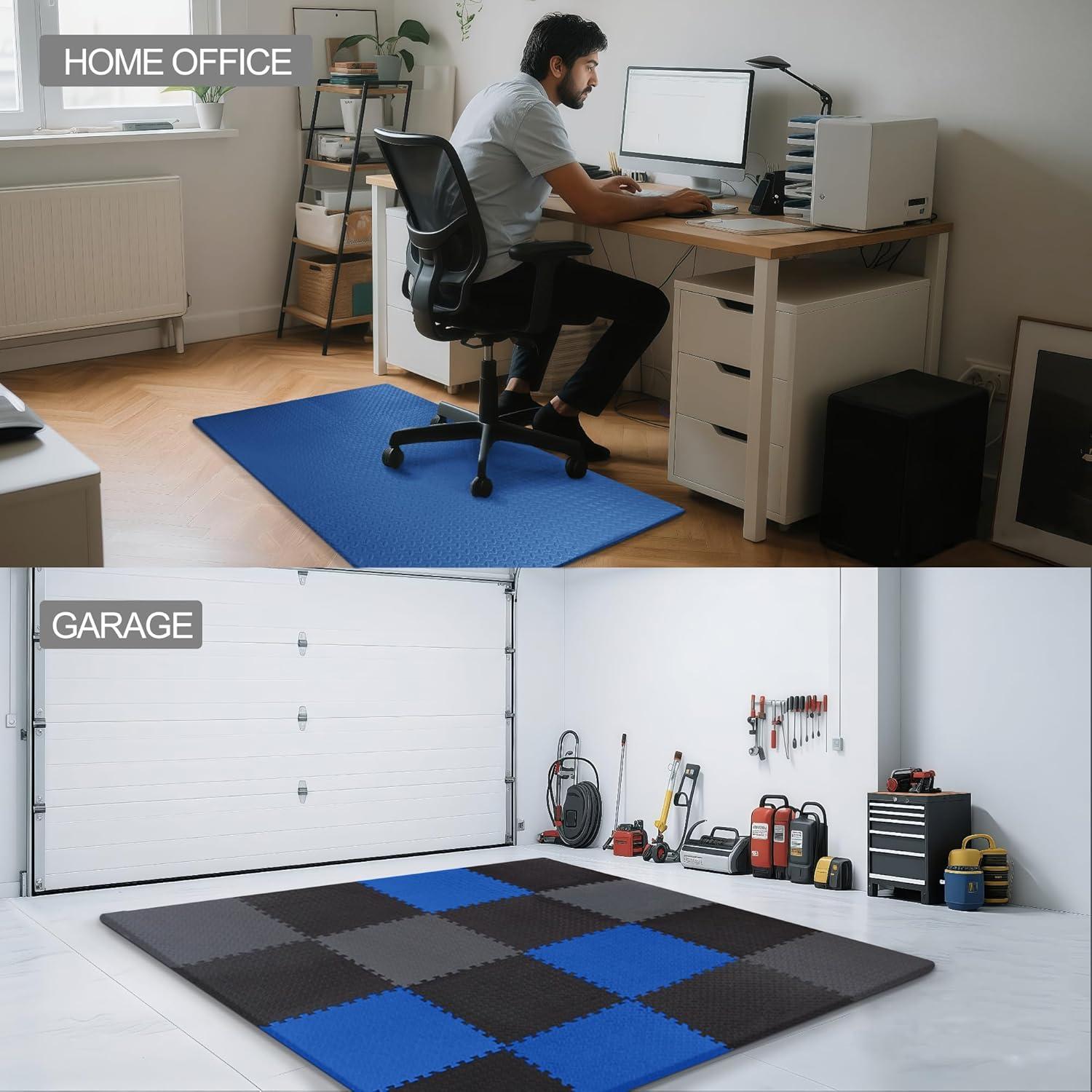 imagePuzzle Exercise Gym Flooring Mat Thick EVA Interlocking Foam Tiles Workout Mat for Home Gym Fitness Equipment MMA Gymnastics Multiple Sizes and ColorsBlue