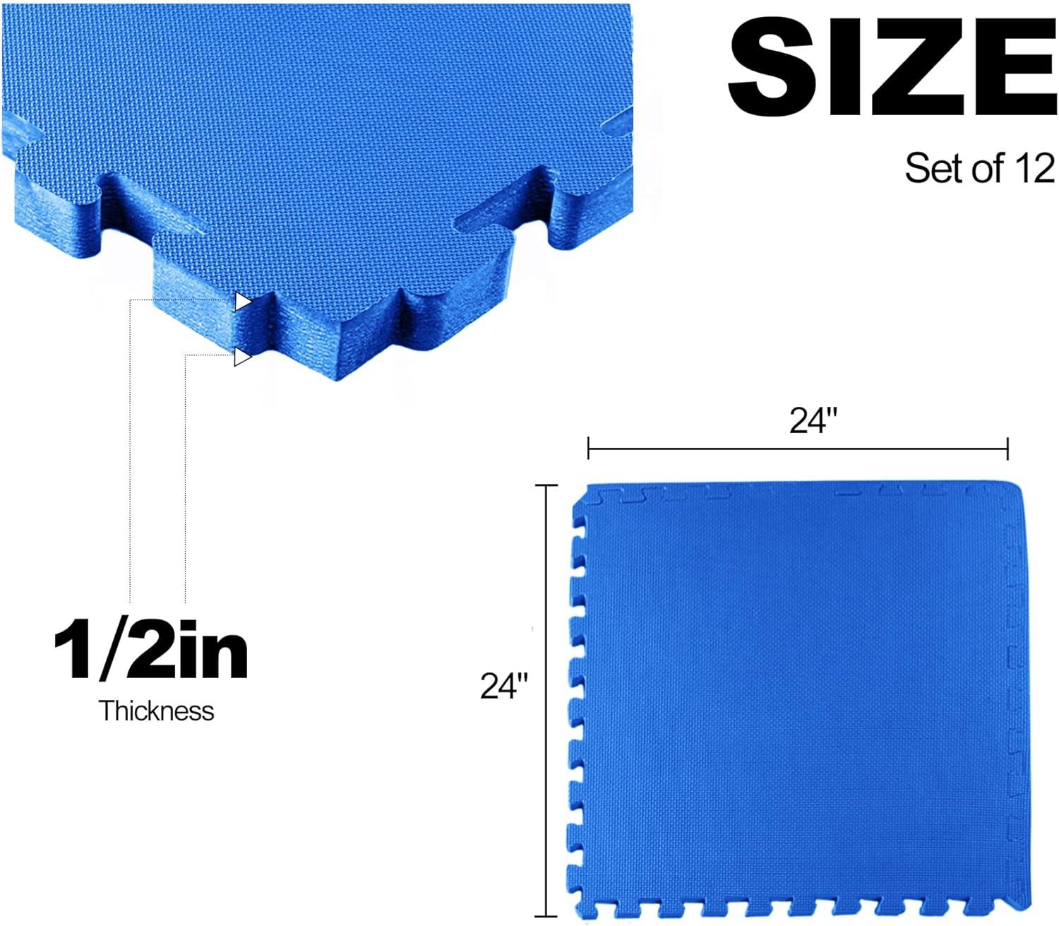 imagePuzzle Exercise Gym Flooring Mat Thick EVA Interlocking Foam Tiles Workout Mat for Home Gym Fitness Equipment MMA Gymnastics Multiple Sizes and ColorsBlue