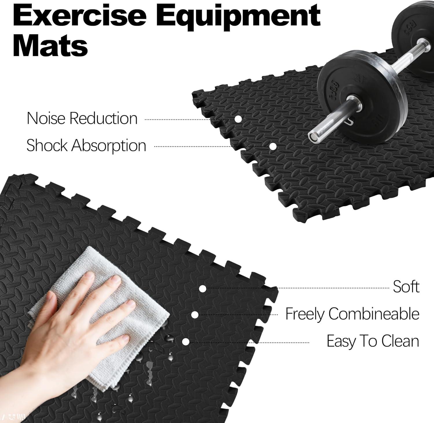 imagePuzzle Exercise Gym Flooring Mat Thick EVA Interlocking Foam Tiles Workout Mat for Home Gym Fitness Equipment MMA Gymnastics Multiple Sizes and ColorsBlack