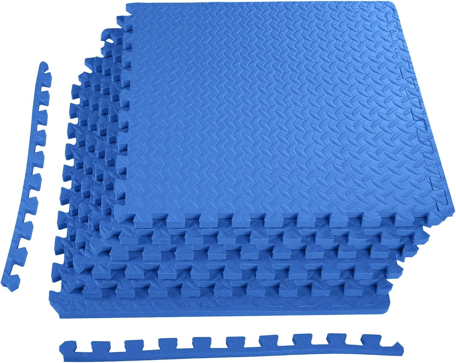 imagePuzzle Exercise Gym Flooring Mat Thick EVA Interlocking Foam Tiles Workout Mat for Home Gym Fitness Equipment MMA Gymnastics Multiple Sizes and ColorsBlue