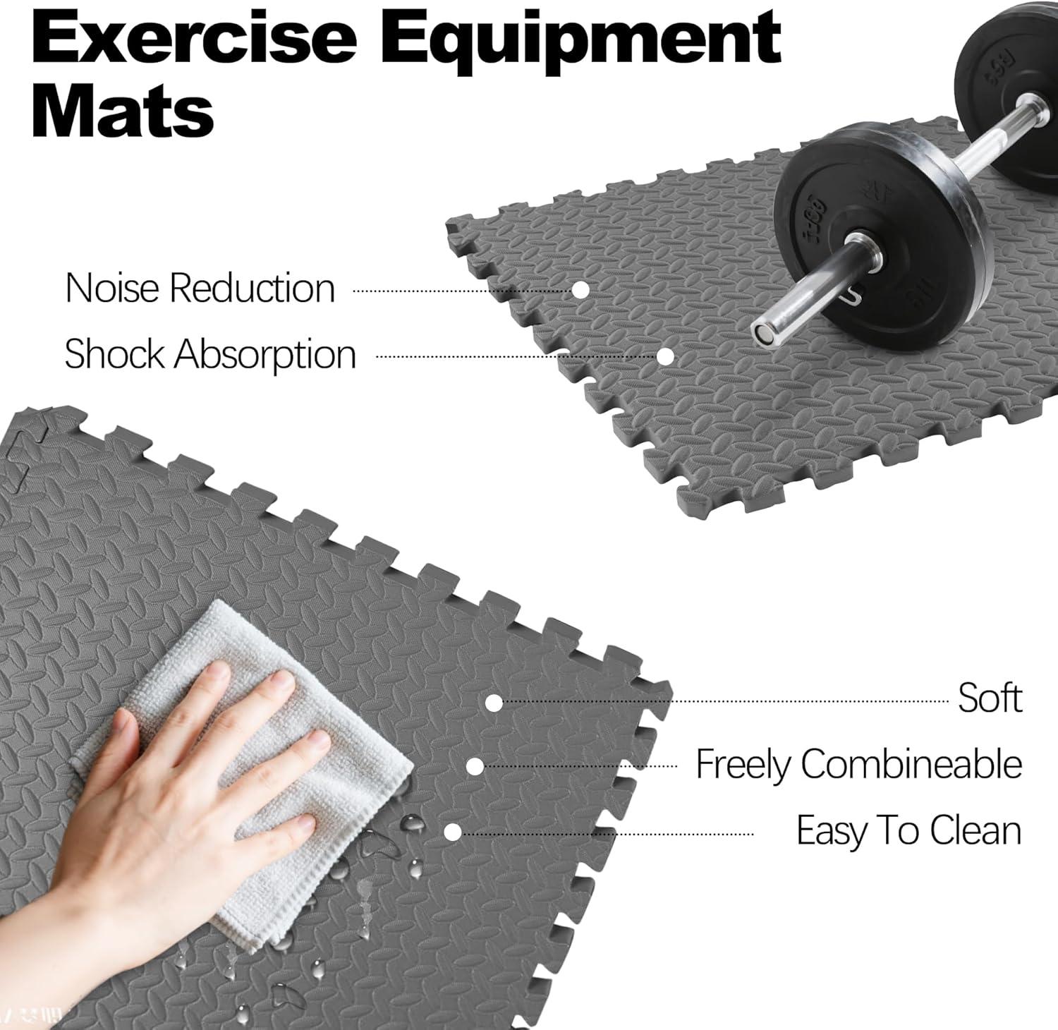 imagePuzzle Exercise Gym Flooring Mat Thick EVA Interlocking Foam Tiles Workout Mat for Home Gym Fitness Equipment MMA Gymnastics Multiple Sizes and ColorsGrey