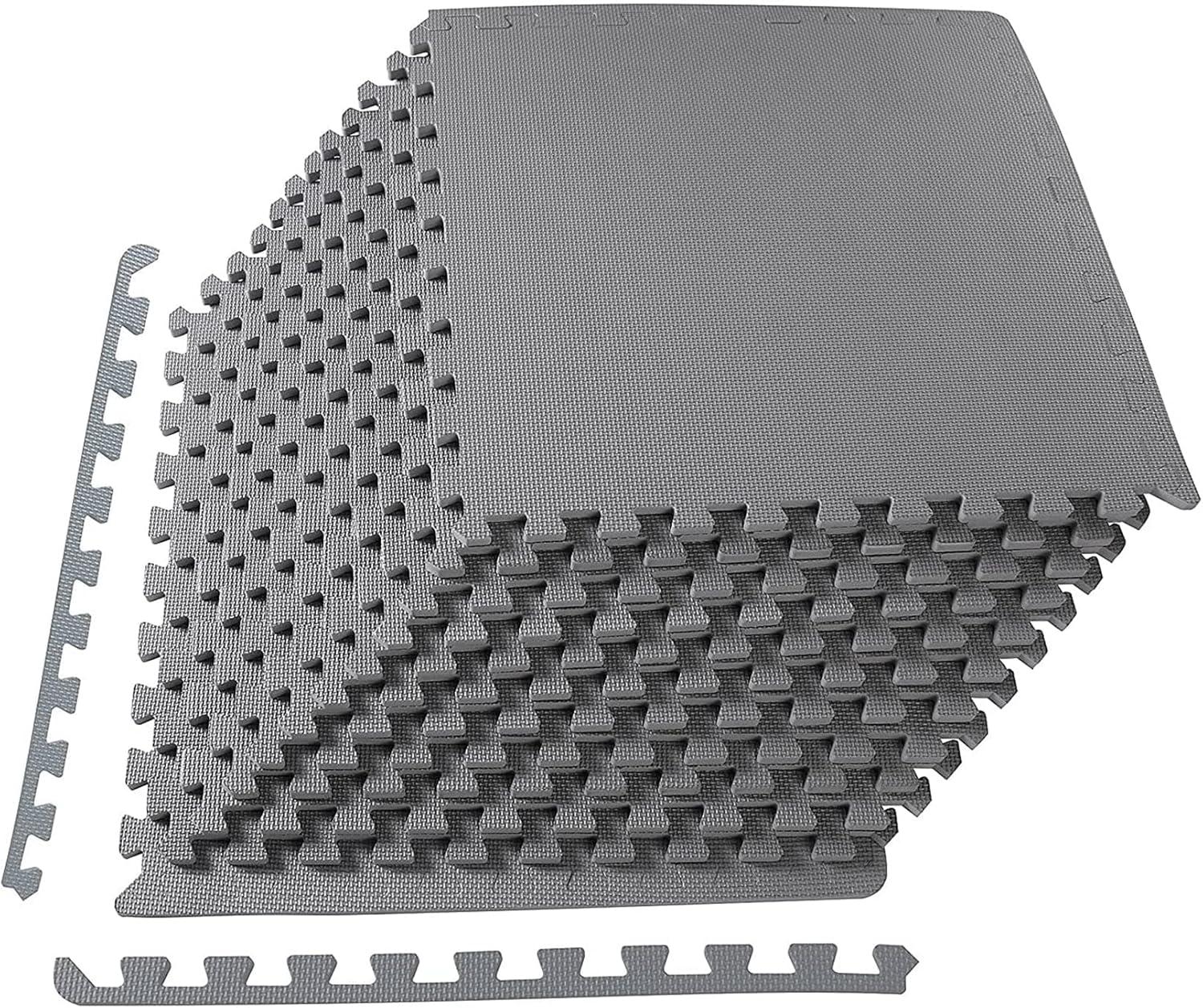 imagePuzzle Exercise Gym Flooring Mat Thick EVA Interlocking Foam Tiles Workout Mat for Home Gym Fitness Equipment MMA Gymnastics Multiple Sizes and ColorsGrey