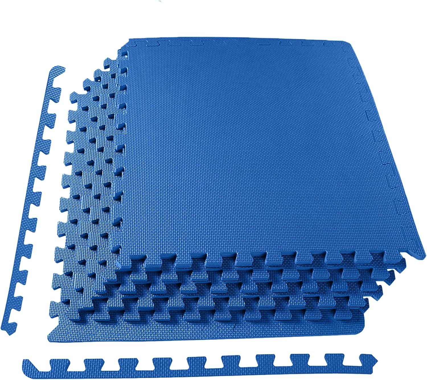imagePuzzle Exercise Gym Flooring Mat Thick EVA Interlocking Foam Tiles Workout Mat for Home Gym Fitness Equipment MMA Gymnastics Multiple Sizes and ColorsBlue