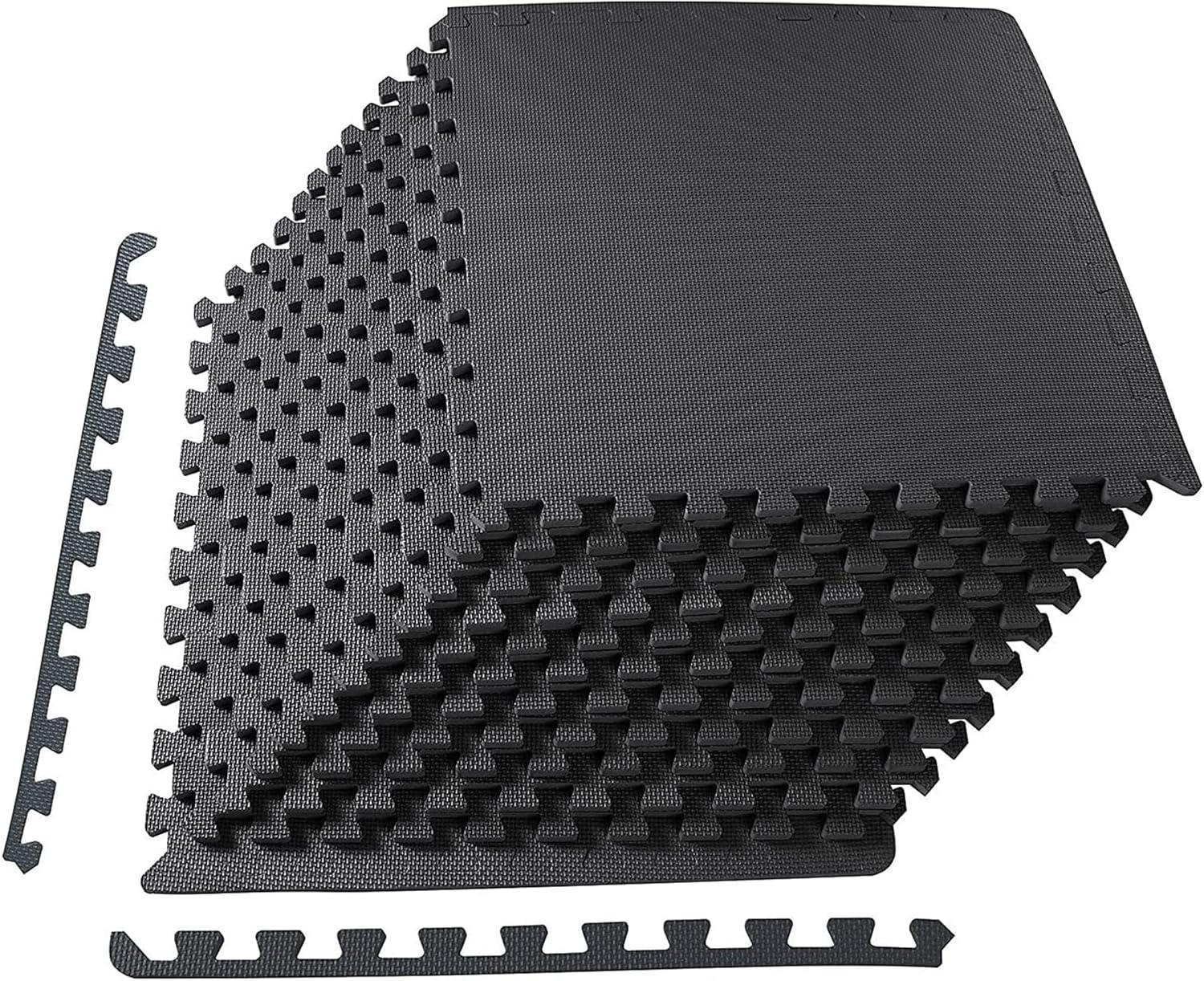 imagePuzzle Exercise Gym Flooring Mat Thick EVA Interlocking Foam Tiles Workout Mat for Home Gym Fitness Equipment MMA Gymnastics Multiple Sizes and ColorsBlack