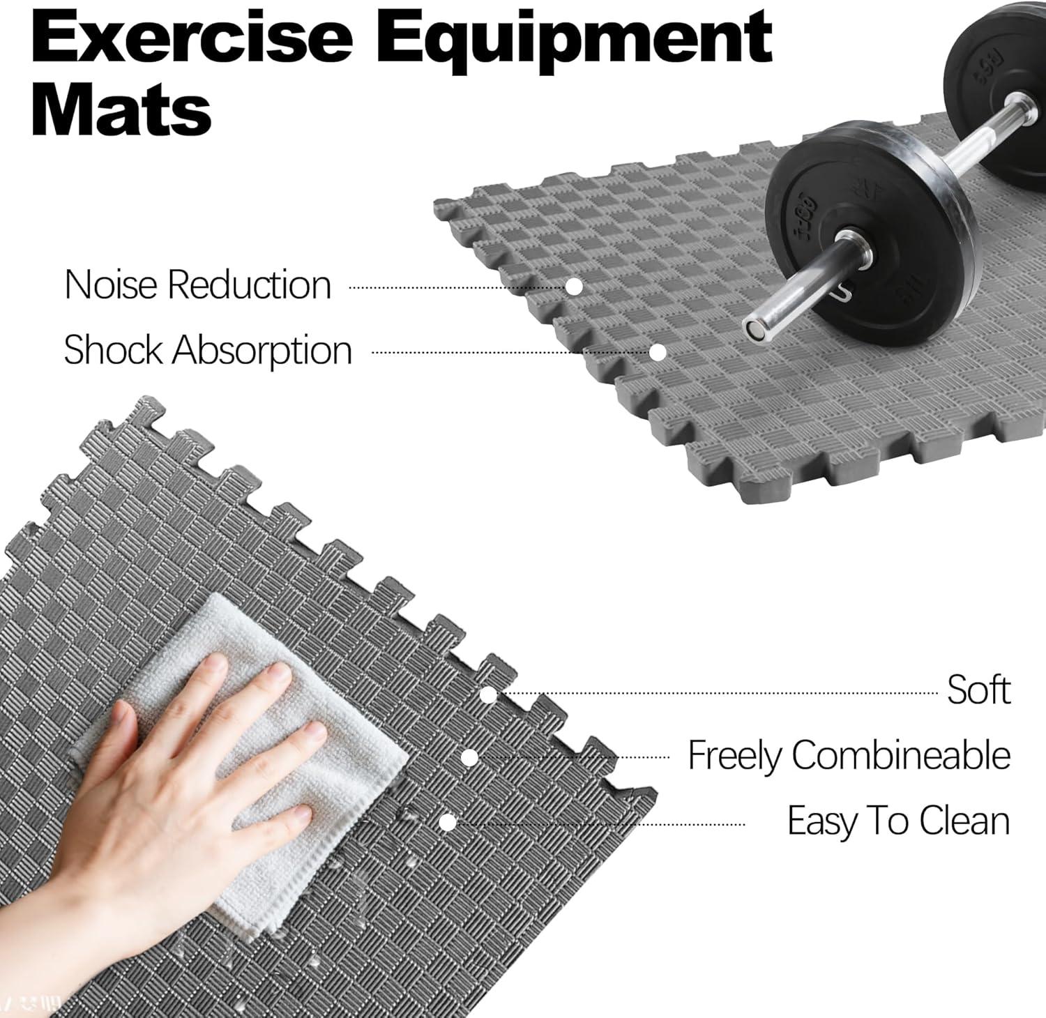 imagePuzzle Exercise Gym Flooring Mat Thick EVA Interlocking Foam Tiles Workout Mat for Home Gym Fitness Equipment MMA Gymnastics Multiple Sizes and ColorsGrey