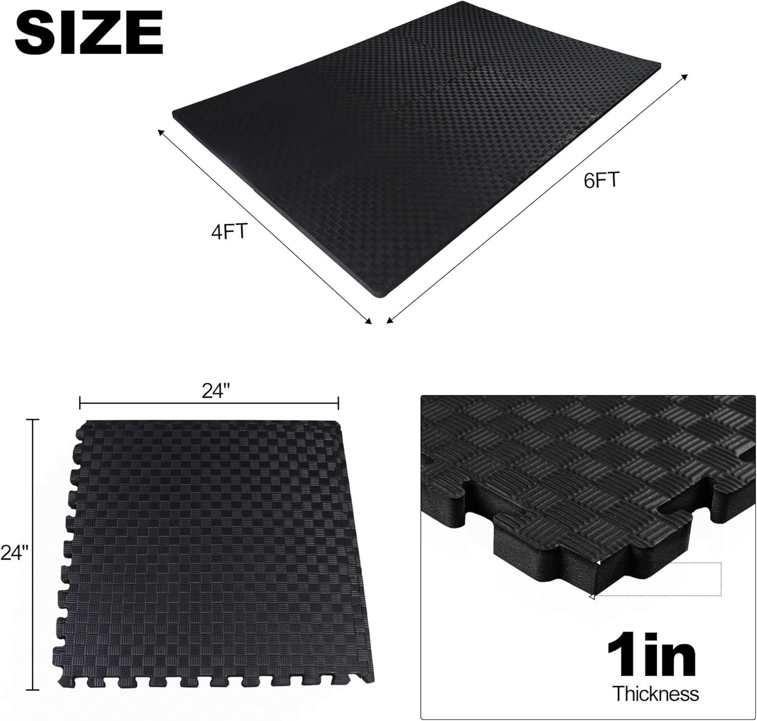 imagePuzzle Exercise Gym Flooring Mat Thick EVA Interlocking Foam Tiles Workout Mat for Home Gym Fitness Equipment MMA Gymnastics Multiple Sizes and ColorsBlack