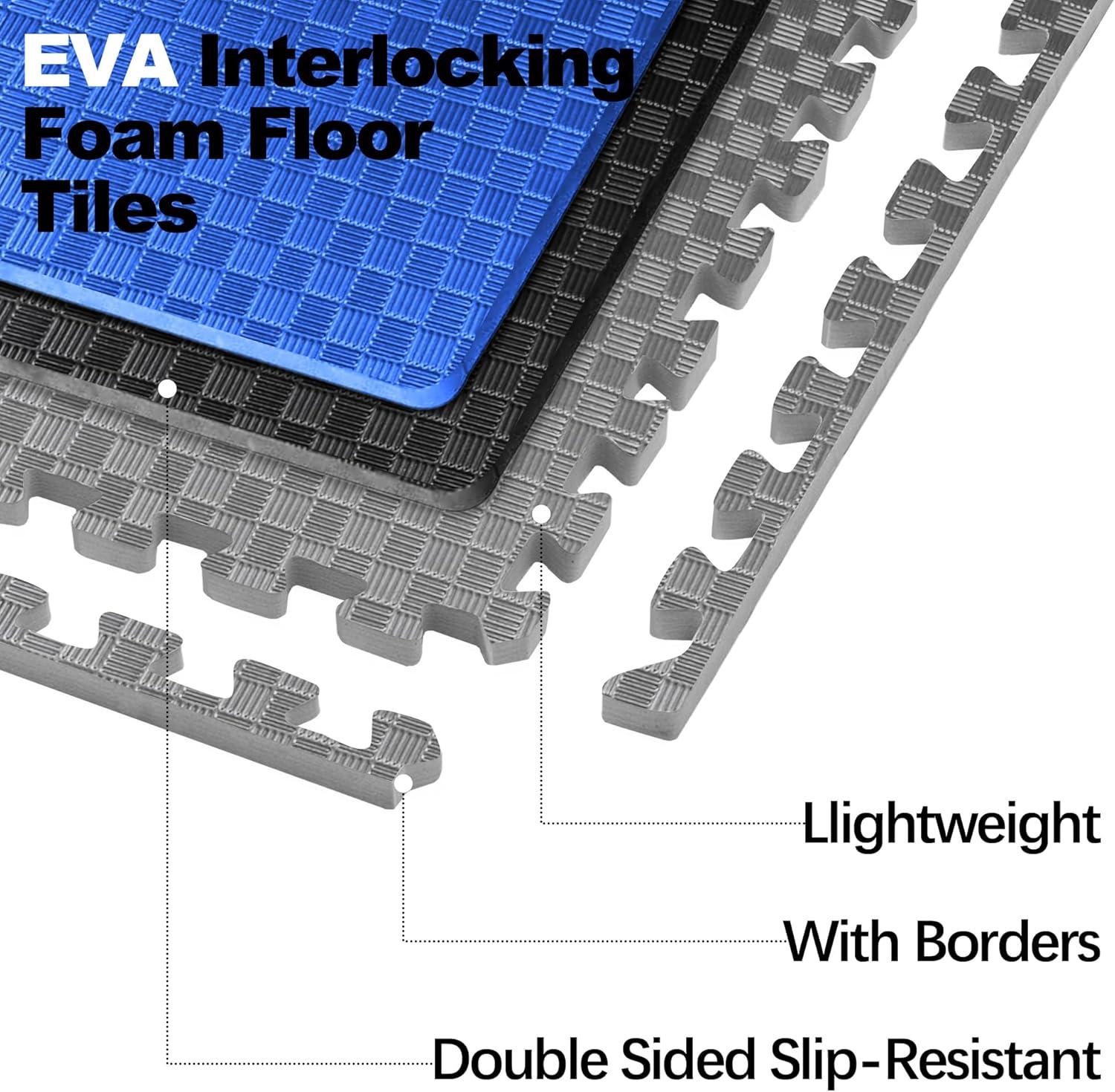 imagePuzzle Exercise Gym Flooring Mat Thick EVA Interlocking Foam Tiles Workout Mat for Home Gym Fitness Equipment MMA Gymnastics Multiple Sizes and ColorsGrey