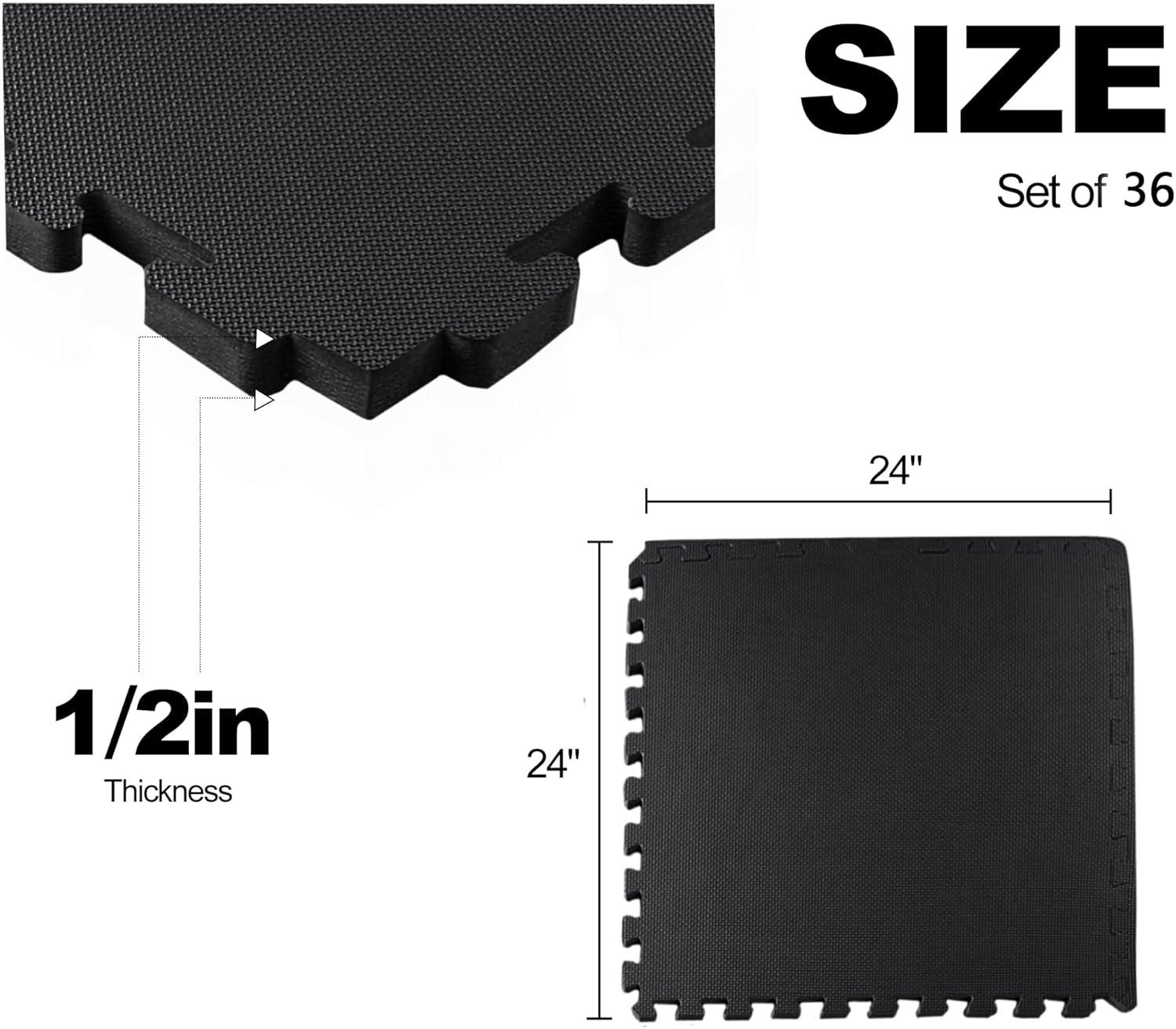 imagePuzzle Exercise Gym Flooring Mat Thick EVA Interlocking Foam Tiles Workout Mat for Home Gym Fitness Equipment MMA Gymnastics Multiple Sizes and ColorsBlack