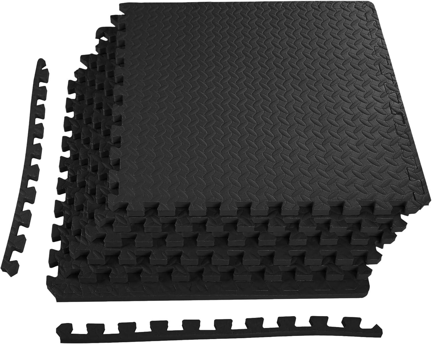 imagePuzzle Exercise Gym Flooring Mat Thick EVA Interlocking Foam Tiles Workout Mat for Home Gym Fitness Equipment MMA Gymnastics Multiple Sizes and ColorsBlack
