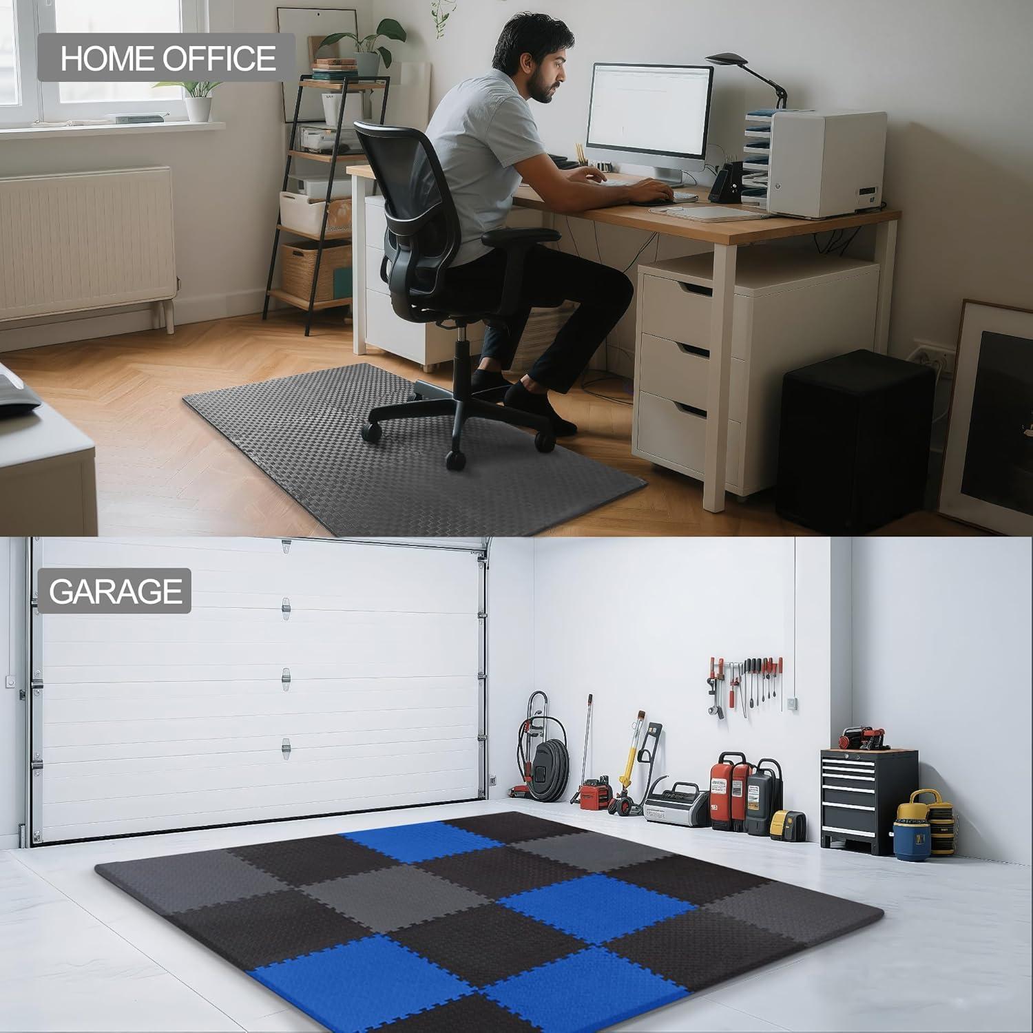 imagePuzzle Exercise Gym Flooring Mat Thick EVA Interlocking Foam Tiles Workout Mat for Home Gym Fitness Equipment MMA Gymnastics Multiple Sizes and ColorsGrey