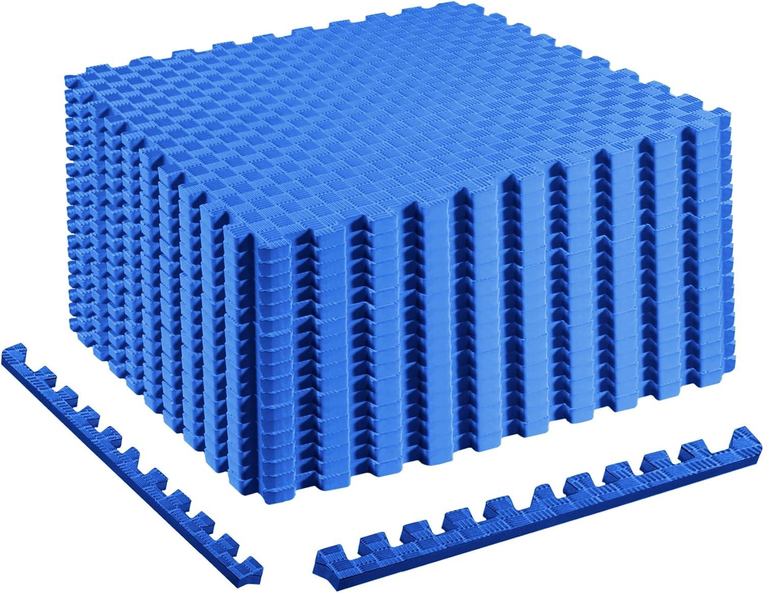 imagePuzzle Exercise Gym Flooring Mat Thick EVA Interlocking Foam Tiles Workout Mat for Home Gym Fitness Equipment MMA Gymnastics Multiple Sizes and ColorsBlue