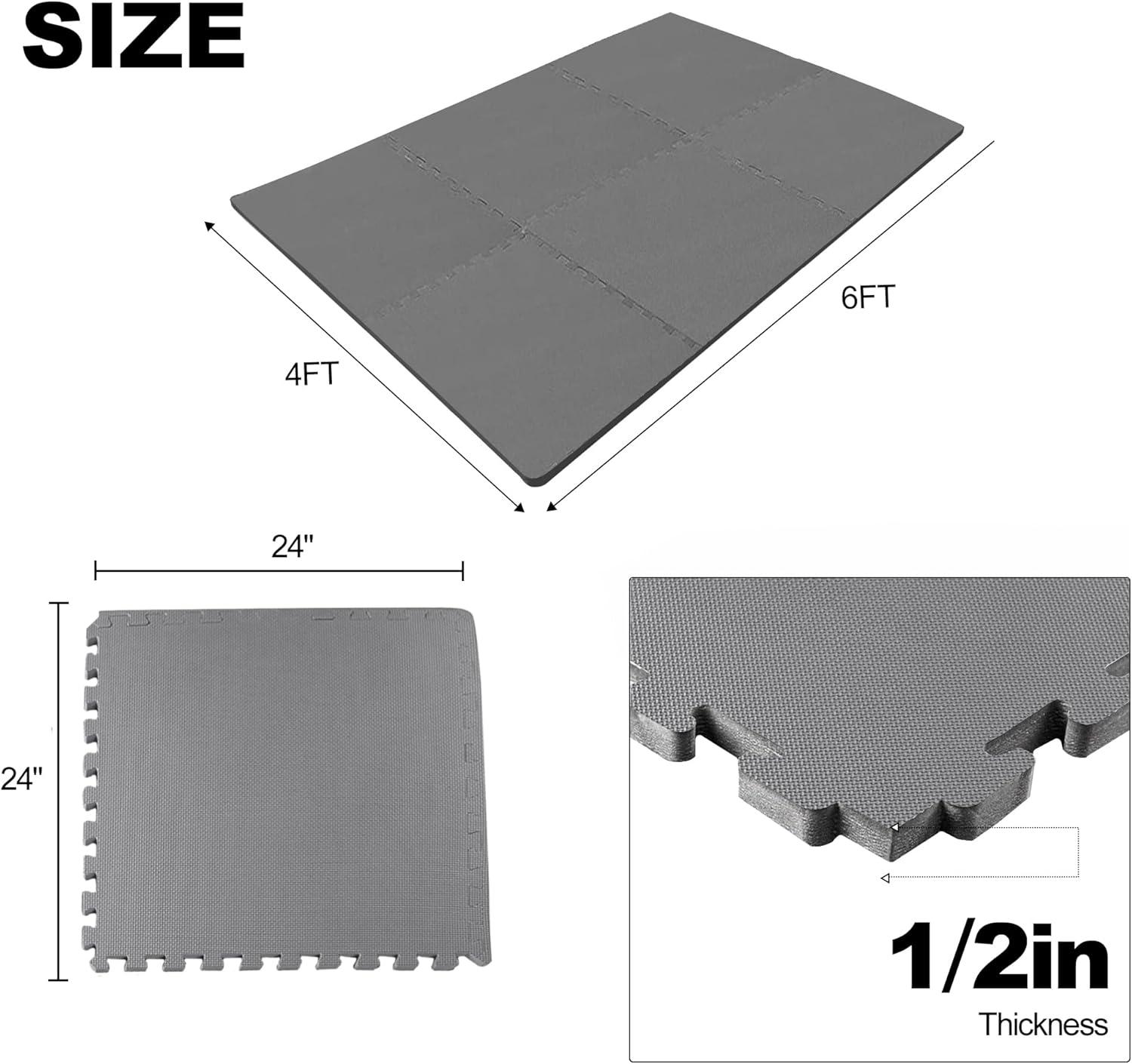 imagePuzzle Exercise Gym Flooring Mat Thick EVA Interlocking Foam Tiles Workout Mat for Home Gym Fitness Equipment MMA Gymnastics Multiple Sizes and ColorsGrey