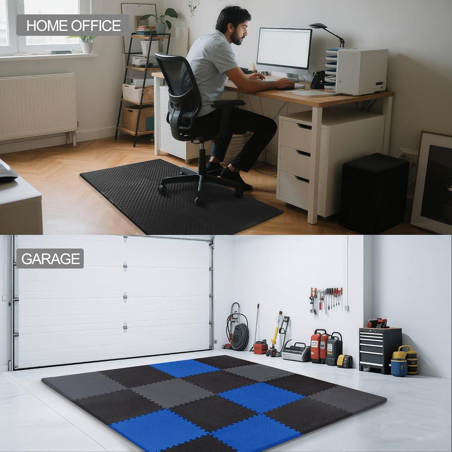 imagePuzzle Exercise Gym Flooring Mat Thick EVA Interlocking Foam Tiles Workout Mat for Home Gym Fitness Equipment MMA Gymnastics Multiple Sizes and ColorsBlack