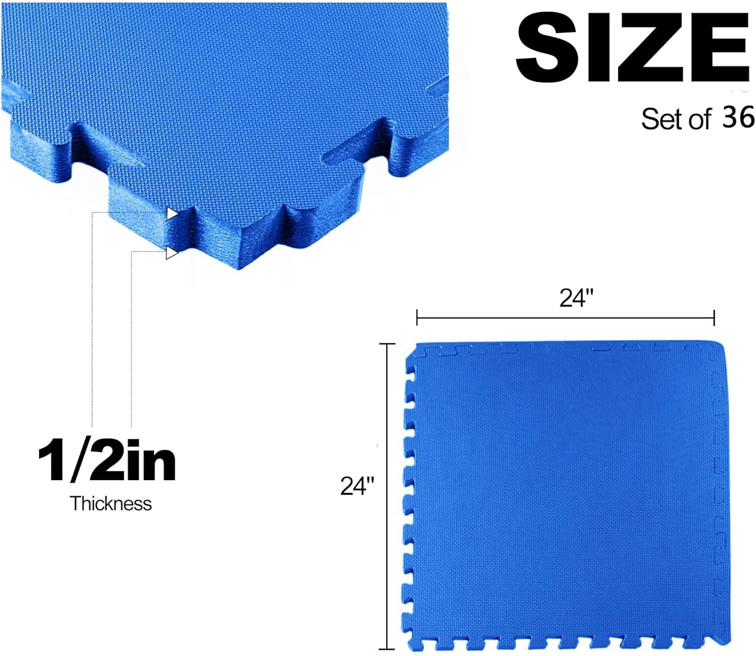 imagePuzzle Exercise Gym Flooring Mat Thick EVA Interlocking Foam Tiles Workout Mat for Home Gym Fitness Equipment MMA Gymnastics Multiple Sizes and ColorsBlue