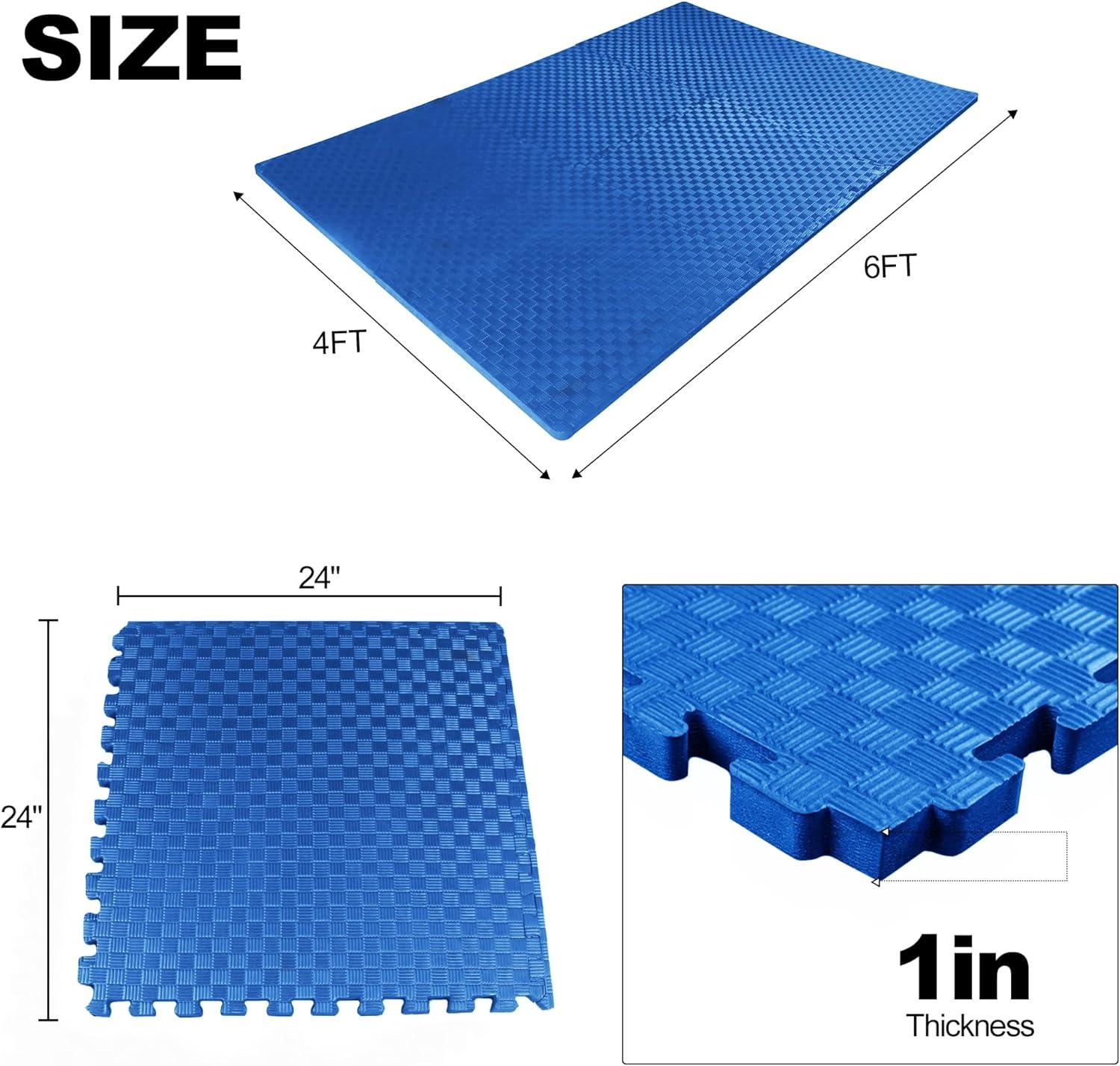 imagePuzzle Exercise Gym Flooring Mat Thick EVA Interlocking Foam Tiles Workout Mat for Home Gym Fitness Equipment MMA Gymnastics Multiple Sizes and ColorsBlue