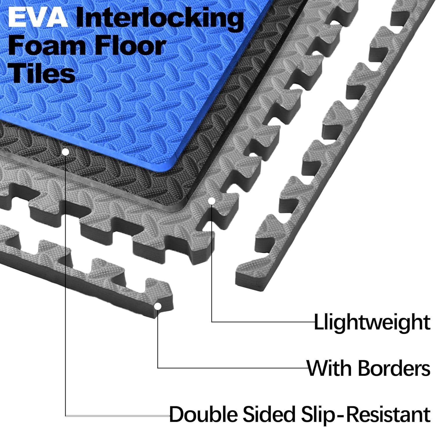 imagePuzzle Exercise Gym Flooring Mat Thick EVA Interlocking Foam Tiles Workout Mat for Home Gym Fitness Equipment MMA Gymnastics Multiple Sizes and ColorsGrey