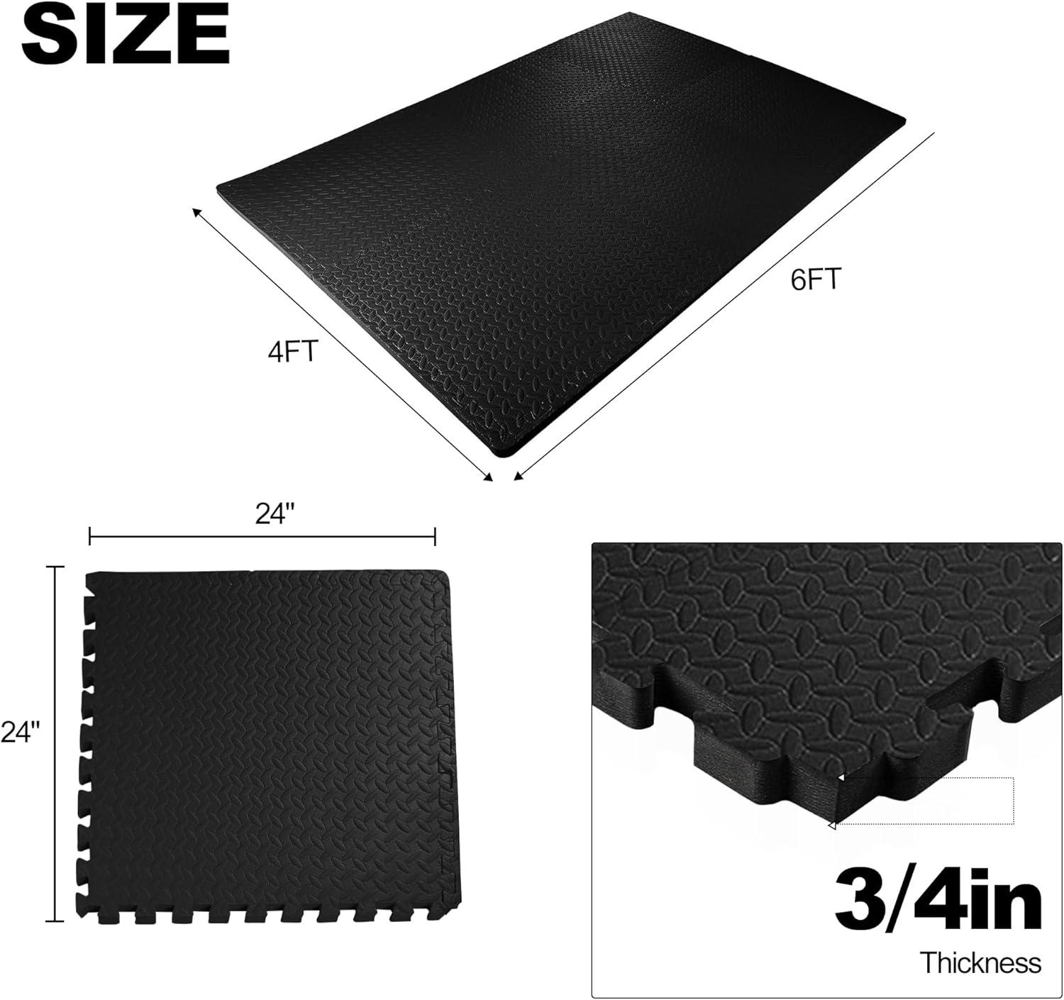 imagePuzzle Exercise Gym Flooring Mat Thick EVA Interlocking Foam Tiles Workout Mat for Home Gym Fitness Equipment MMA Gymnastics Multiple Sizes and ColorsBlack