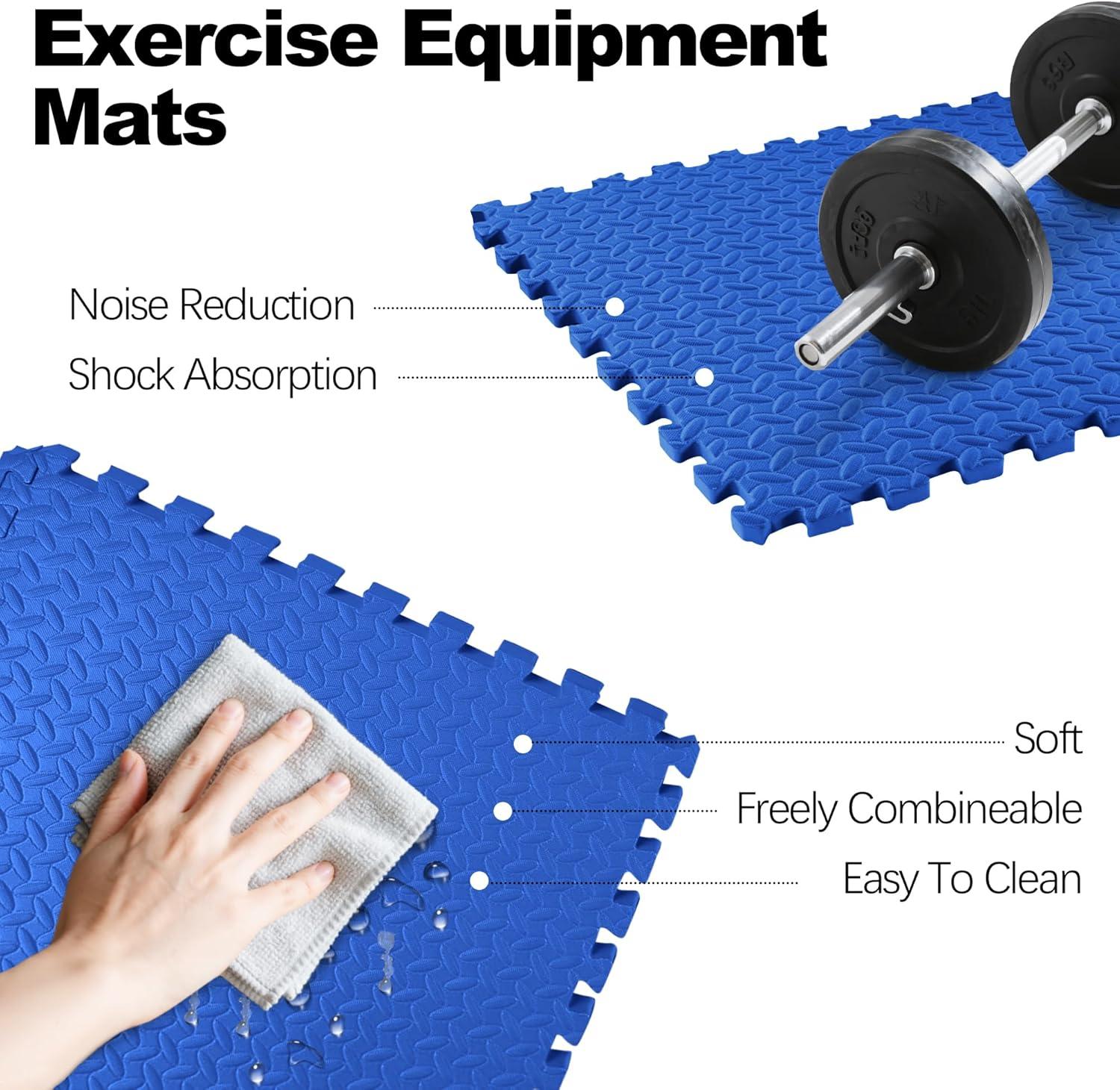 imagePuzzle Exercise Gym Flooring Mat Thick EVA Interlocking Foam Tiles Workout Mat for Home Gym Fitness Equipment MMA Gymnastics Multiple Sizes and ColorsBlue