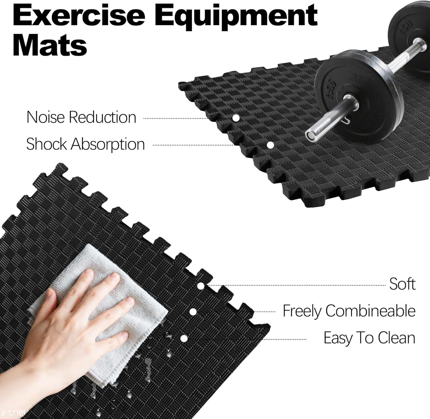 imagePuzzle Exercise Gym Flooring Mat Thick EVA Interlocking Foam Tiles Workout Mat for Home Gym Fitness Equipment MMA Gymnastics Multiple Sizes and ColorsBlack