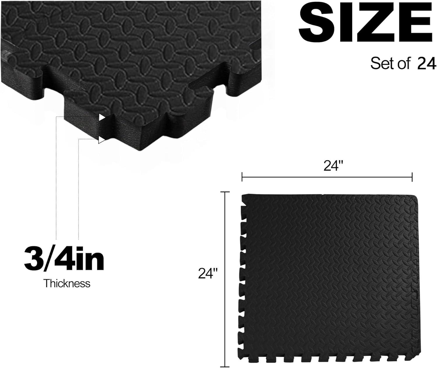 imagePuzzle Exercise Gym Flooring Mat Thick EVA Interlocking Foam Tiles Workout Mat for Home Gym Fitness Equipment MMA Gymnastics Multiple Sizes and ColorsBlack