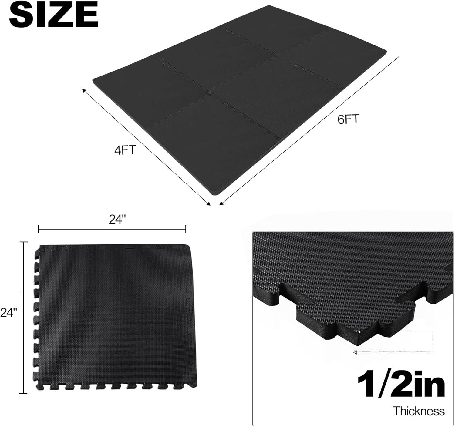 imagePuzzle Exercise Gym Flooring Mat Thick EVA Interlocking Foam Tiles Workout Mat for Home Gym Fitness Equipment MMA Gymnastics Multiple Sizes and ColorsBlack