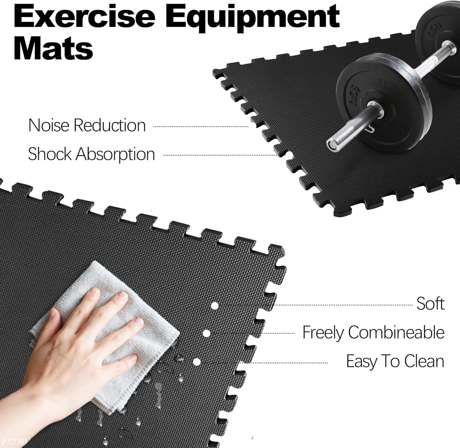 imagePuzzle Exercise Gym Flooring Mat Thick EVA Interlocking Foam Tiles Workout Mat for Home Gym Fitness Equipment MMA Gymnastics Multiple Sizes and ColorsBlack