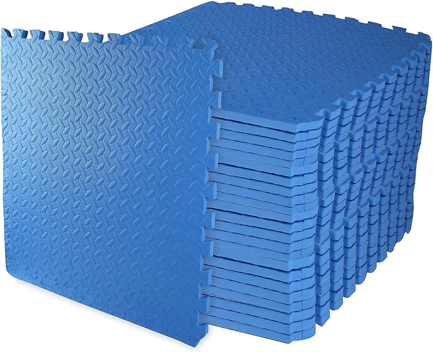 imagePuzzle Exercise Gym Flooring Mat Thick EVA Interlocking Foam Tiles Workout Mat for Home Gym Fitness Equipment MMA Gymnastics Multiple Sizes and ColorsBlue