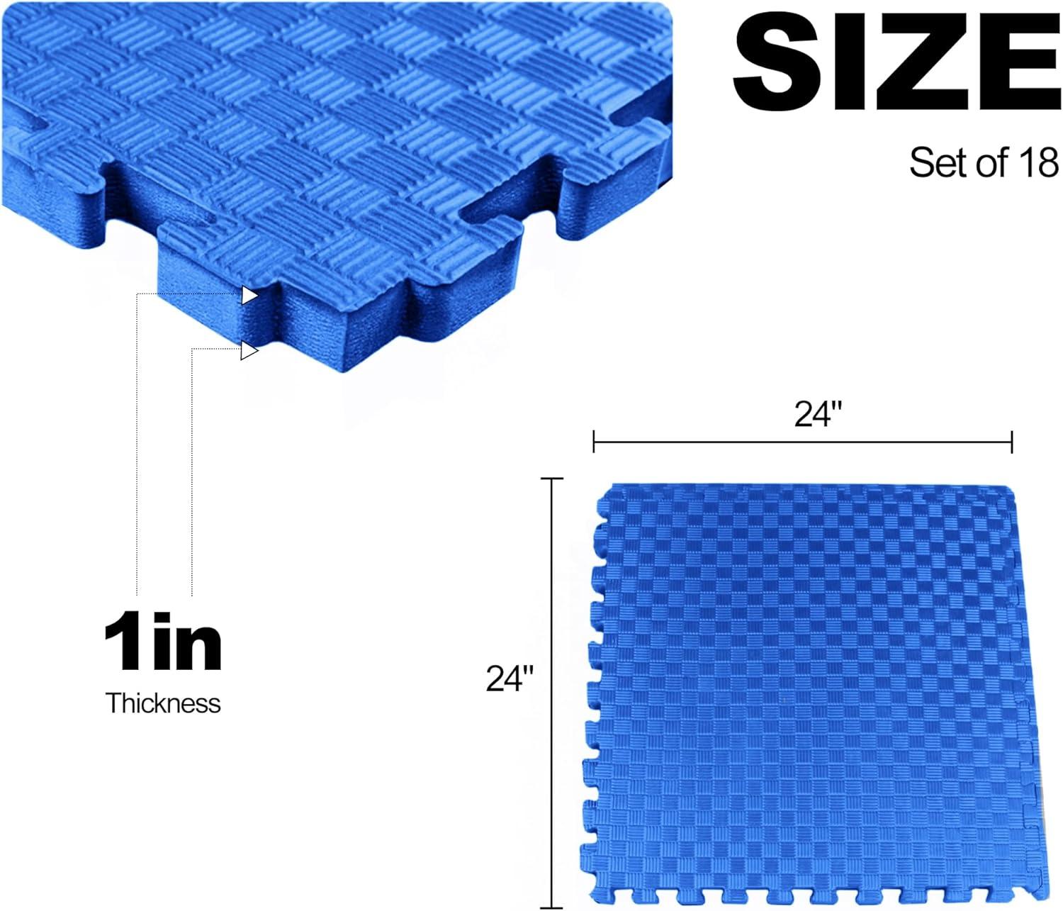 imagePuzzle Exercise Gym Flooring Mat Thick EVA Interlocking Foam Tiles Workout Mat for Home Gym Fitness Equipment MMA Gymnastics Multiple Sizes and ColorsBlue
