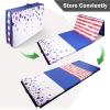 imageFolding Exercise Gymnastics Mat 4x8x2quot Gym Workout Mat with Carrying Handles HighDensity AntiTear Portable Fitness Aerobics Mats for Home Gym Yoga Pilates Tumbling MMA Core Training Multiple ColorsStarStripe
