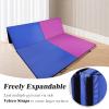 imageFolding Exercise Gymnastics Mat 4x8x2quot Gym Workout Mat with Carrying Handles HighDensity AntiTear Portable Fitness Aerobics Mats for Home Gym Yoga Pilates Tumbling MMA Core Training Multiple ColorsBlue