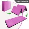 imageFolding Exercise Gymnastics Mat 4x8x2quot Gym Workout Mat with Carrying Handles HighDensity AntiTear Portable Fitness Aerobics Mats for Home Gym Yoga Pilates Tumbling MMA Core Training Multiple ColorsPink