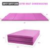 imageFolding Exercise Gymnastics Mat 4x8x2quot Gym Workout Mat with Carrying Handles HighDensity AntiTear Portable Fitness Aerobics Mats for Home Gym Yoga Pilates Tumbling MMA Core Training Multiple ColorsPink