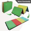 imageFolding Exercise Gymnastics Mat 4x8x2quot Gym Workout Mat with Carrying Handles HighDensity AntiTear Portable Fitness Aerobics Mats for Home Gym Yoga Pilates Tumbling MMA Core Training Multiple ColorsMultiColor