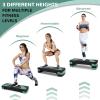 imageStep Aerobic Platform 31quot Exercise Step with 3 levels Adjustable Height 4 Stackable Risers Fitness Training Workout Stepper for Home Gym Cardio Strength Black ampamp PinkGreen