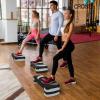 imageStep Aerobic Platform 31quot Exercise Step with 3 levels Adjustable Height 4 Stackable Risers Fitness Training Workout Stepper for Home Gym Cardio Strength Black ampamp PinkGray