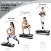imageStep Aerobic Platform 31quot Exercise Step with 3 levels Adjustable Height 4 Stackable Risers Fitness Training Workout Stepper for Home Gym Cardio Strength Black ampamp PinkGray