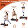imageStep Aerobic Platform 31quot Exercise Step with 3 levels Adjustable Height 4 Stackable Risers Fitness Training Workout Stepper for Home Gym Cardio Strength Black ampamp PinkTangerine