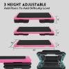 imageStep Aerobic Platform Exercise Step with 5 levels Adjustable Height 4 Stackable Risers Fitness Training Workout Stepper for Home Gym Cardio Strength Multiple OptionsPink