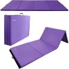 imageFolding Exercise Gymnastics Mat 4x8x2quot Gym Workout Mat with Carrying Handles HighDensity AntiTear Portable Fitness Aerobics Mats for Home Gym Yoga Pilates Tumbling MMA Core Training Multiple ColorsPurple