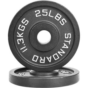 image2Inch Olympic Cast Iron Weight Plate for Strength Training ampamp Weightlifting Multiple Sizes25LB Pair