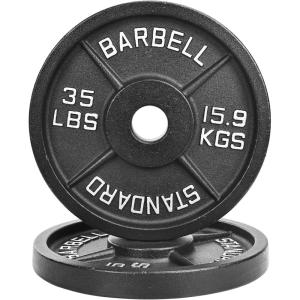 image2Inch Olympic Cast Iron Weight Plate for Strength Training ampamp Weightlifting Multiple Sizes35LB Pair