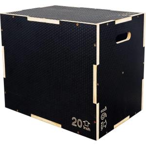 imageFitvids 3 in 1 NonSlip Wooden Plyo Box Plyometric Box Jumping Exercise Multiple Sizes Set24 x 20 x 16